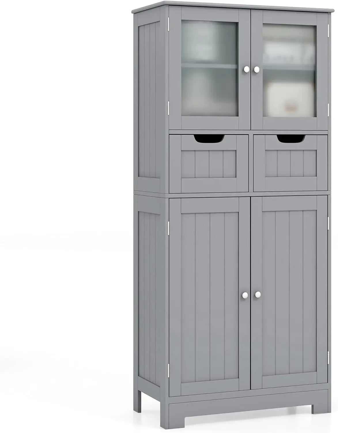 Floor Storage Cabinet, Freestanding Bathroom Cabinet, Tall Storage Organizer Cupboard for Kitchen Living Room