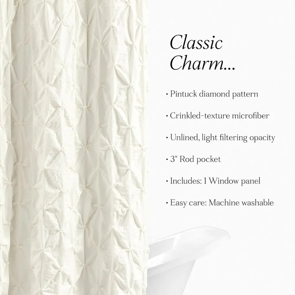 Designs White Boho Bohemian Bathroom Fabric Bath Shower Curtain - Solid Color Shabby Chic Luxurious, Shower Curtains