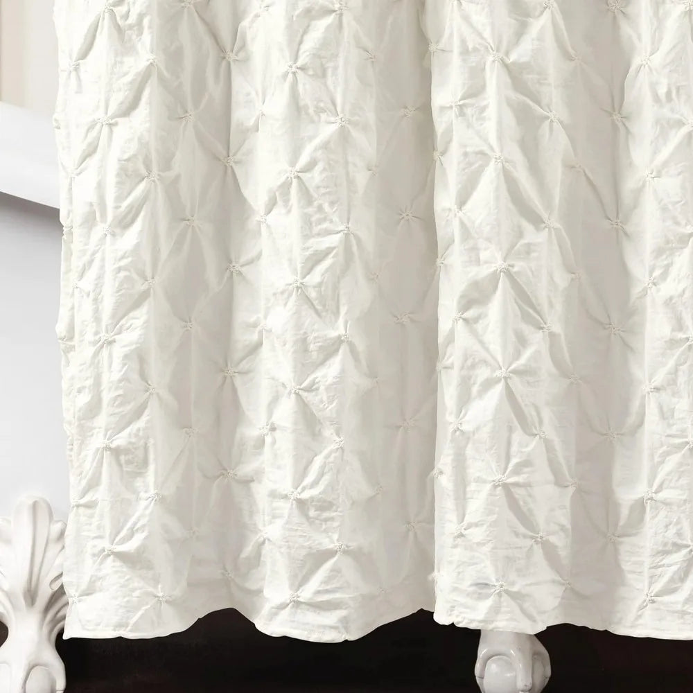 Designs White Boho Bohemian Bathroom Fabric Bath Shower Curtain - Solid Color Shabby Chic Luxurious, Shower Curtains
