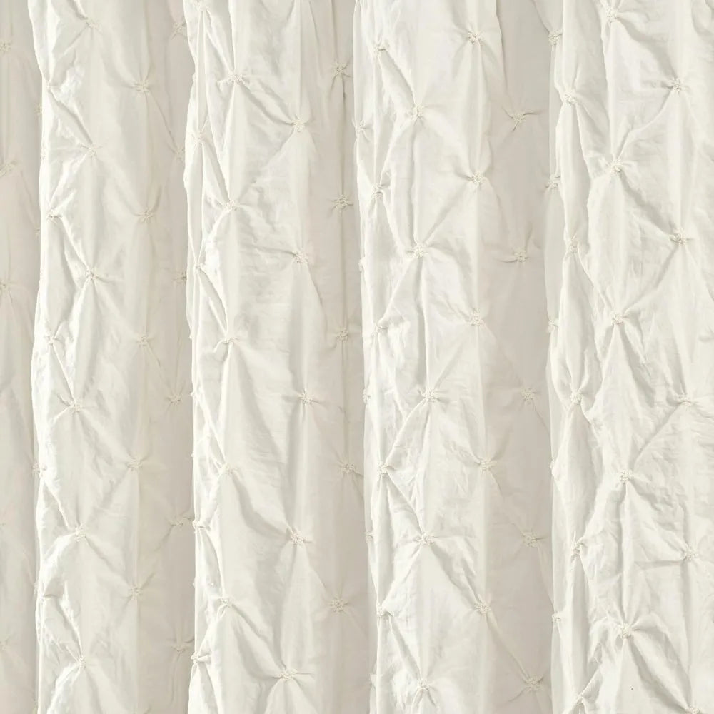 Designs White Boho Bohemian Bathroom Fabric Bath Shower Curtain - Solid Color Shabby Chic Luxurious, Shower Curtains