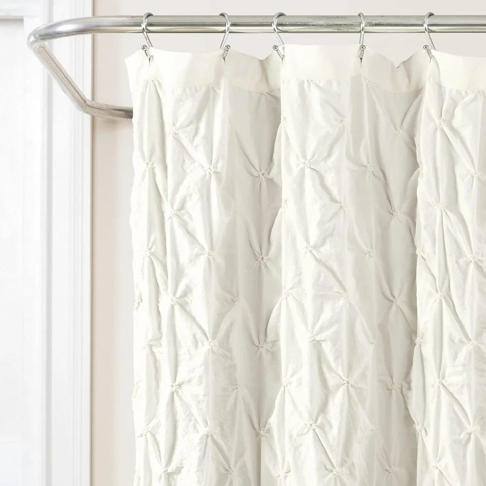 Designs White Boho Bohemian Bathroom Fabric Bath Shower Curtain - Solid Color Shabby Chic Luxurious, Shower Curtains