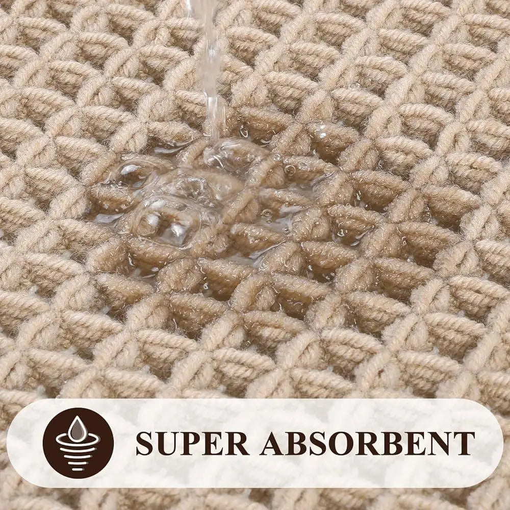 Thick Soft Bathroom Rugs Set 3 Piece Non Slip Absorbent Waffle Floor Mats Shower and Home Decor