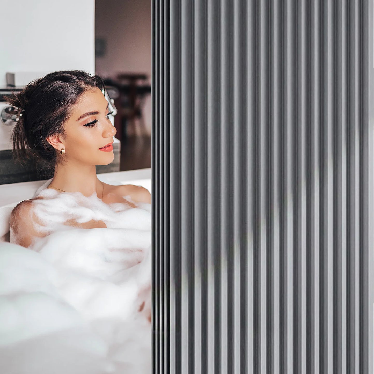 Foldable Magnetic Shower Curtain Waterproof Bath Curtain with 14 Hooks Privacy Bathroom Divider for Bathroom