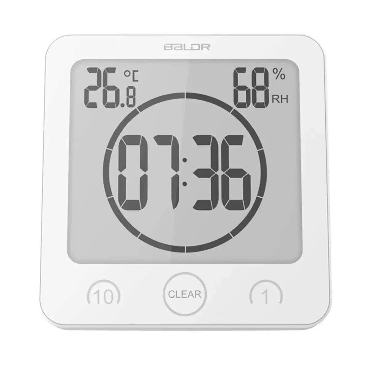Digital Bathroom Wall Clock Timer,Waterproof for Water Spray,Touch Screen watch,Temperature Humidity wall clock for Shower room
