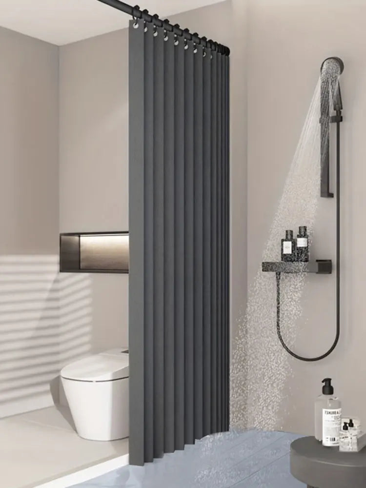 Foldable Magnetic Shower Curtain Waterproof Bath Curtain with 14 Hooks Privacy Bathroom Divider for Bathroom