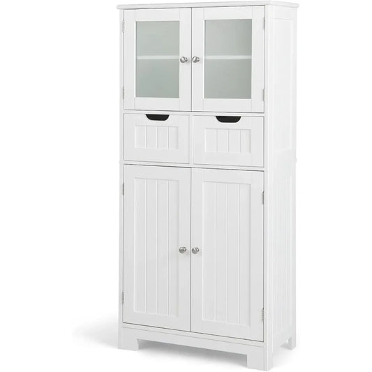 Floor Storage Cabinet, Freestanding Bathroom Cabinet, Tall Storage Organizer Cupboard for Kitchen Living Room