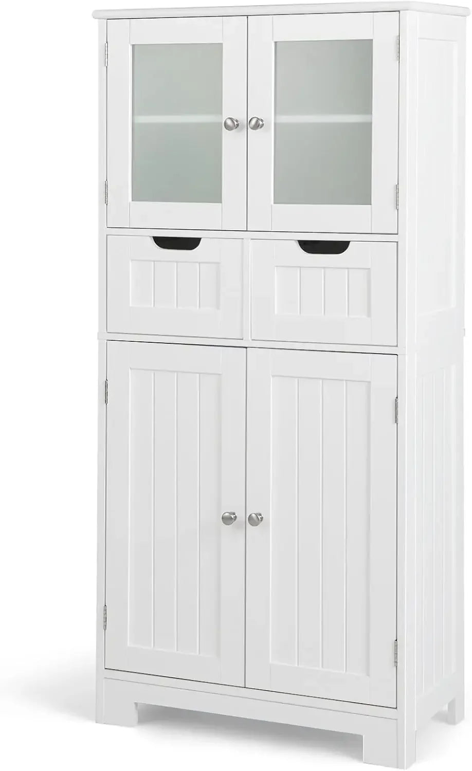 Floor Storage Cabinet, Freestanding Bathroom Cabinet, Tall Storage Organizer Cupboard for Kitchen Living Room